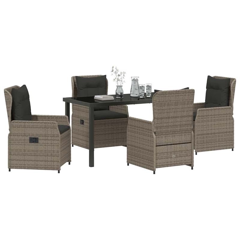 Casa si Gradina - Gradina si terasa - Mobilier exterior - Scaune si sezlonguri gradina - Set de masa pentru gradina 5 pcs Gri poliratan - Infinity.ro