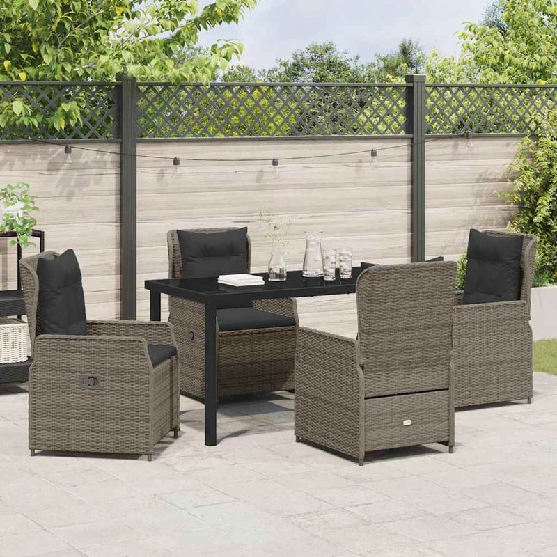 Casa si Gradina - Gradina si terasa - Mobilier exterior - Scaune si sezlonguri gradina - Set de masa pentru gradina 5 pcs Gri poliratan - Infinity.ro