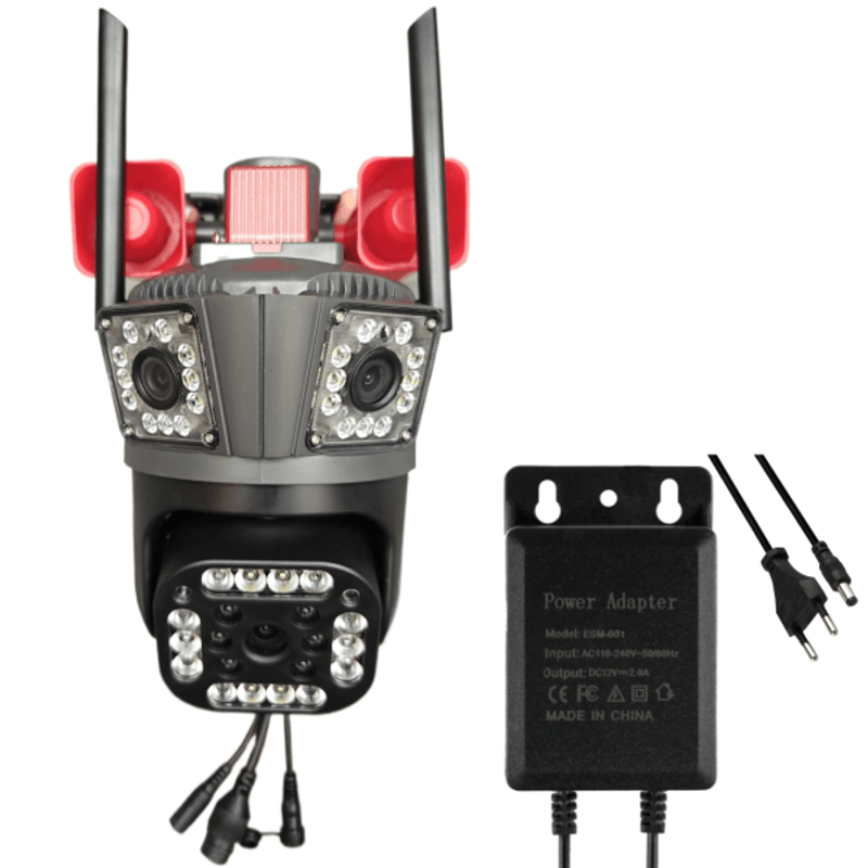 Casa si Gradina - Electrice - Smart Home - Camere de supraveghere - Camera de Supraveghere Tripla, Ethernet, Slot 4G SIM,12MP Ultra HD, Zoom 5X, Night Vision Color, Audio 2-Way - Infinity.ro
