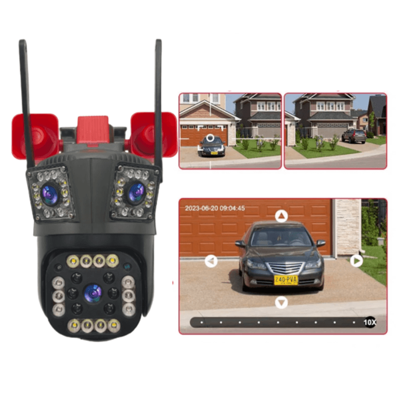 Casa si Gradina - Electrice - Smart Home - Camere de supraveghere - Camera de Supraveghere Tripla, Ethernet, Slot 4G SIM,12MP Ultra HD, Zoom 5X, Night Vision Color, Audio 2-Way - Infinity.ro