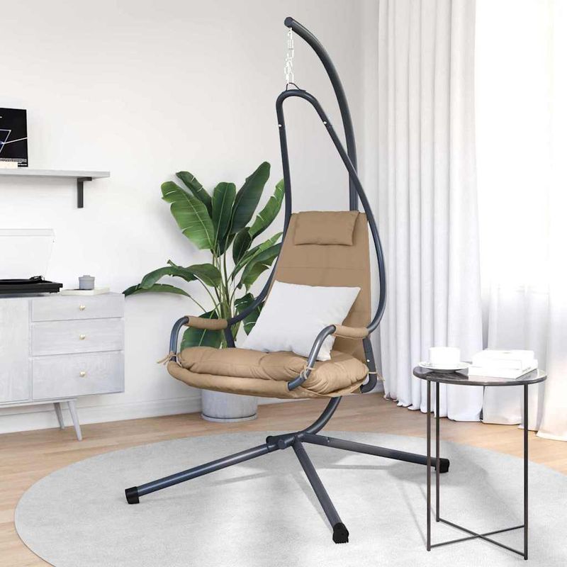 Casa si Gradina - Gradina si terasa - Balansoare si hamace - Balansoare - Scaun Suspendat cu Stativ si Perna Gri Taupe din Otel - Infinity.ro