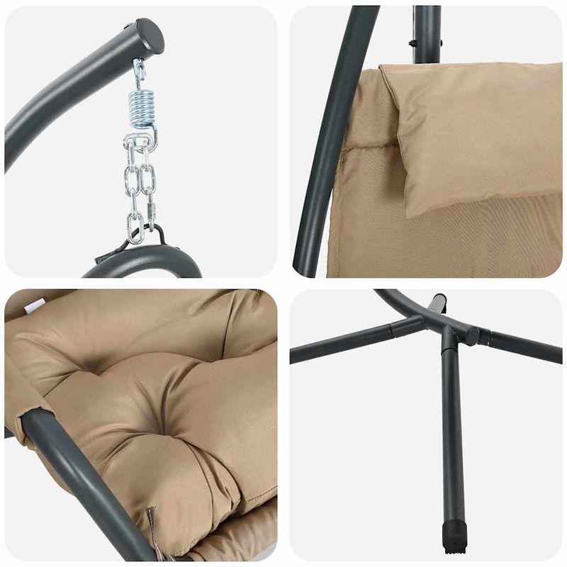 Casa si Gradina - Gradina si terasa - Balansoare si hamace - Balansoare - Scaun Suspendat cu Stativ si Perna Gri Taupe din Otel - Infinity.ro