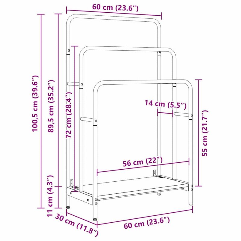 Casa si Gradina - Mobilier - Organizare si depozitare - Cuiere - Stativ pentru haine sonoma gri 60 x 30 x 100.5 cm Lemn compozit - Infinity.ro