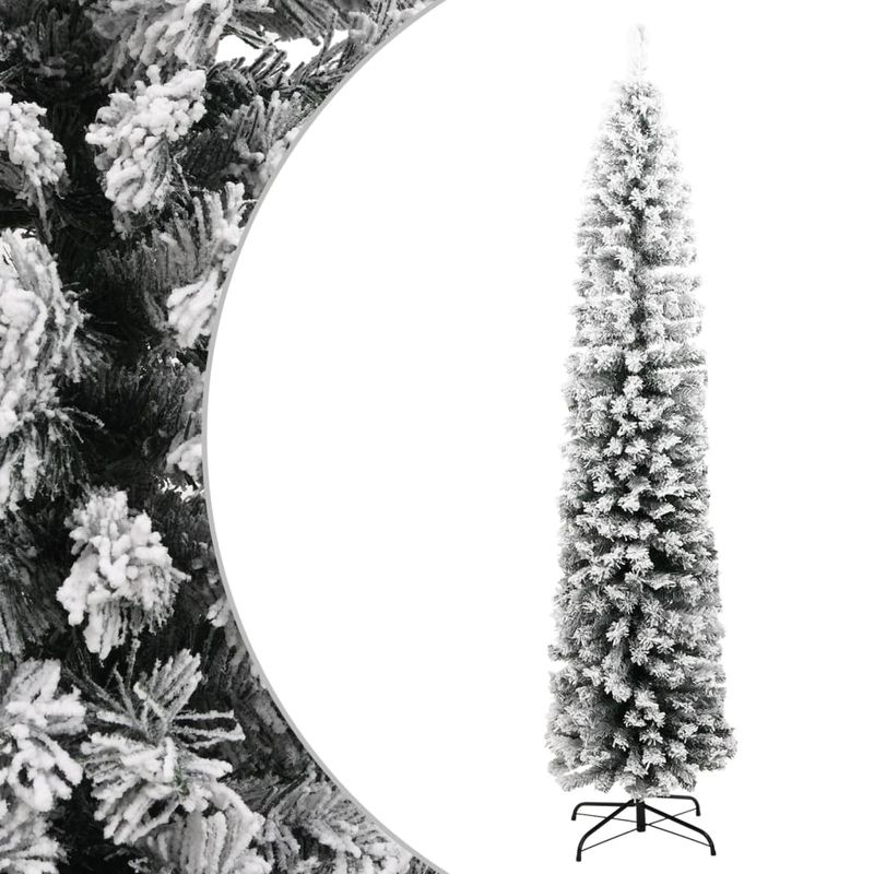 Casa si Gradina - Decoratiuni - Decoratiuni de sezon - Pom de Craciun artificial subtire cu zapada verde 180 cm PVC - Infinity.ro