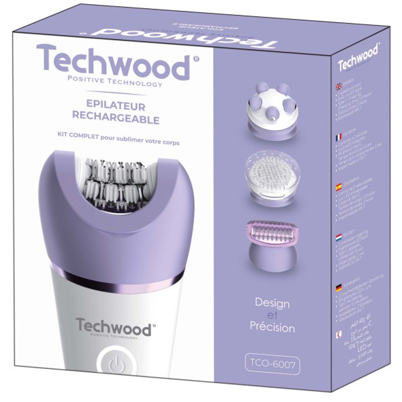 Ingrijire personala si Cosmetice - Aparate & accesorii ingrijire personala - Epilatoare si accesorii - Epilatoare - Epilator Techwood TCO-6007, IPX7, 600mAh, autonomie 2h, masaj - Infinity.ro