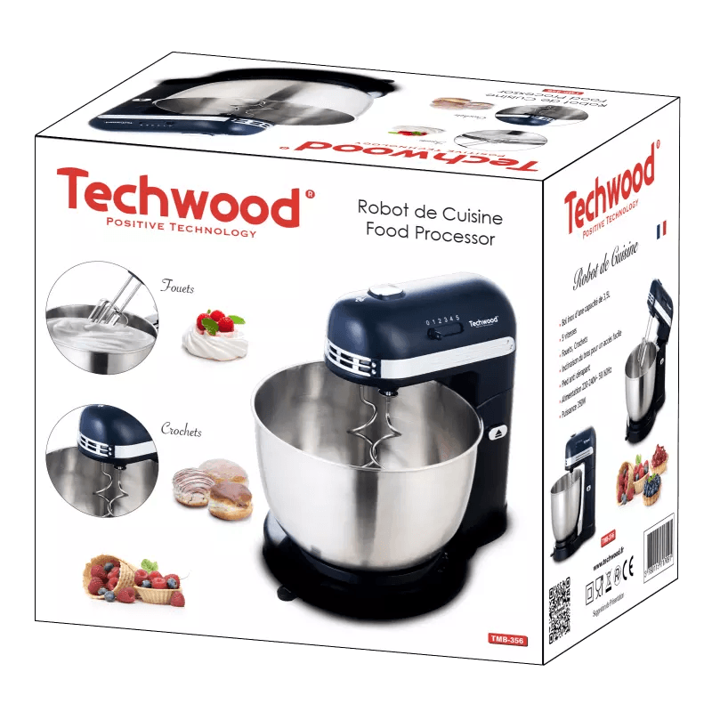 Electronice si Electrocasnice - Electrocasnice bucatarie - Mixere, tocatoare & roboti de bucatarie - Mixere - Mixer cu bol Techwood TMB-356, 3.5L, inox, 5 viteze, 350W - Infinity.ro