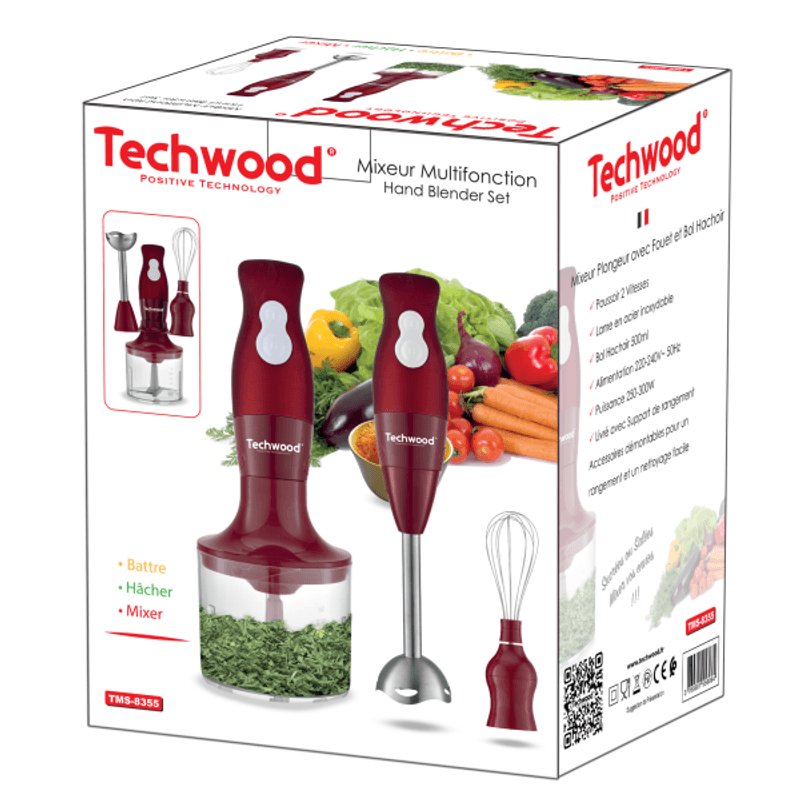 Electronice si Electrocasnice - Electrocasnice bucatarie - Mixere, tocatoare & roboti de bucatarie - Blendere si mini tocatoare - Blender vertical 3 in 1 Techwood TMS-8355, 500ml, 300W - Infinity.ro