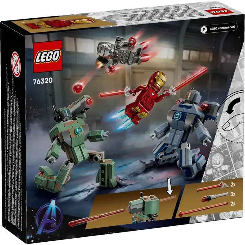Jucarii, Copii si Bebe - Jucarii si jocuri - Seturi de constructie si cuburi - Seturi de constructie - LEGO Super Heroes Iron Man si War Machine vs dronele Hammer 76320 - Infinity.ro