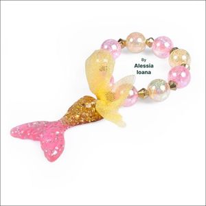 Coada de Sirena THK®, Roz pastel cu bratara HandMade by Alessia Ioana