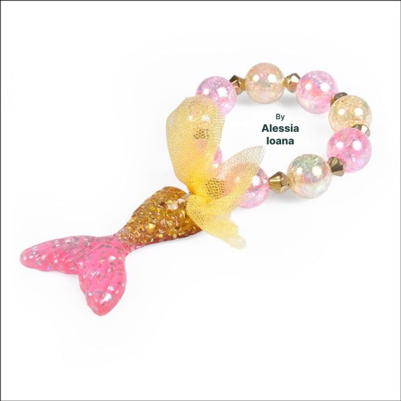 Jucarii, Copii si Bebe - Jucarii si jocuri - Jucarii de rol - Masti si costume copii - Coada de Sirena THK®, Roz pastel cu bratara HandMade by Alessia Ioana - 140 cm - 9-10 ani - Infinity.ro