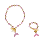 Fashion, accesorii si bijuterii - Copii - Lenjerie si pijamale copii - Costume de baie copii - Set 7 piese Costum Sirena Printesa Ariel THK®,  coada sirena, slip, top, colier, bratara, 140 cm - Infinity.ro