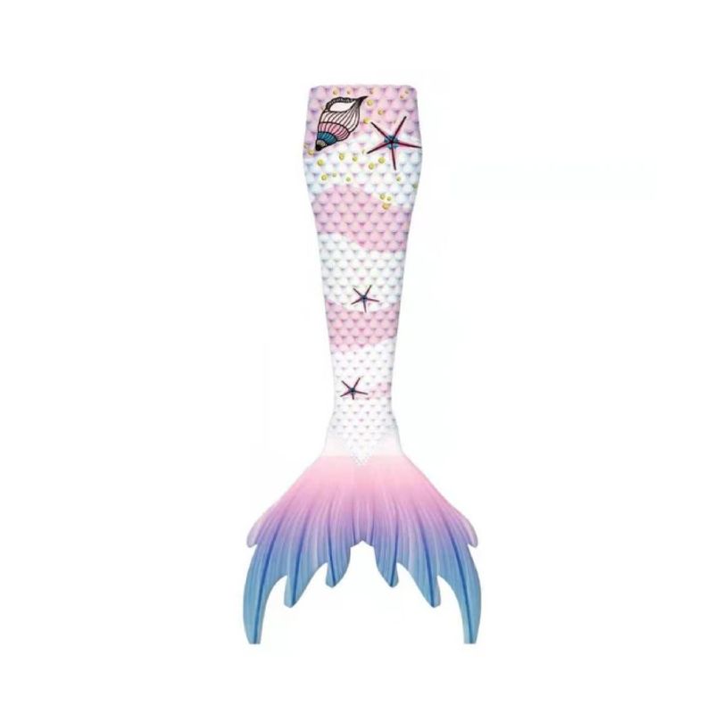 Fashion, accesorii si bijuterii - Copii - Lenjerie si pijamale copii - Costume de baie copii - Set 5 piese costum de baie Sirena Ariel, Roz/Alb, Include top, slip, coada, colier si coronita - THK® - 140 cm - 9-10ani - Infinity.ro