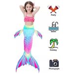 Fashion, accesorii si bijuterii - Copii - Lenjerie si pijamale copii - Costume de baie copii - Set 5 piese costum de baie Sirena Ariel, Roz/Albastru, Include top, slip, coada, colier si coronita - 140 cm - 9-10 ani - Infinity.ro