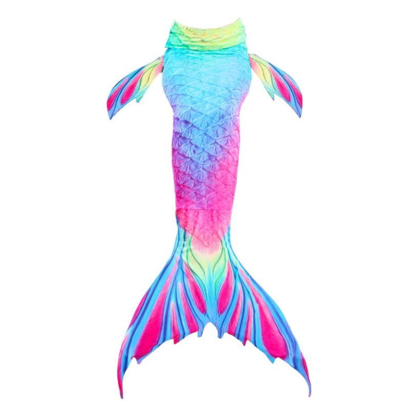 Fashion, accesorii si bijuterii - Copii - Lenjerie si pijamale copii - Costume de baie copii - Set 5 piese costum de baie Sirena Ariel, Roz/Albastru, Include top, slip, coada, colier si coronita - 140 cm - 9-10 ani - Infinity.ro