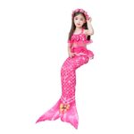 Fashion, accesorii si bijuterii - Copii - Lenjerie si pijamale copii - Costume de baie copii - Set 3 piese costum de baie Sirena Ariel, Rosu, Include top, slip si coada - THK® - 150 cm - 11+ ani - Infinity.ro