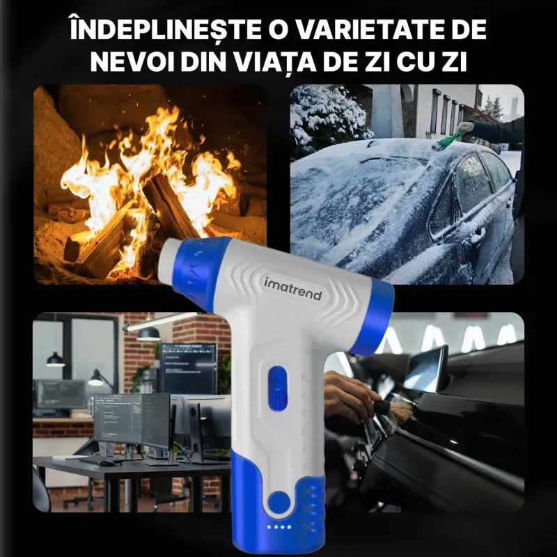 Casa si Gradina - Gradinarit si plante - Utilaje gradina - Aspiratoare, suflante si tocatoare - Suflanta Aer Portabila IMA Trend Blower, Aspirator, Turbo Fan, 140000 RPM, 4 Trepte, 5000mAh, USB-C, Albastru - Infinity.ro
