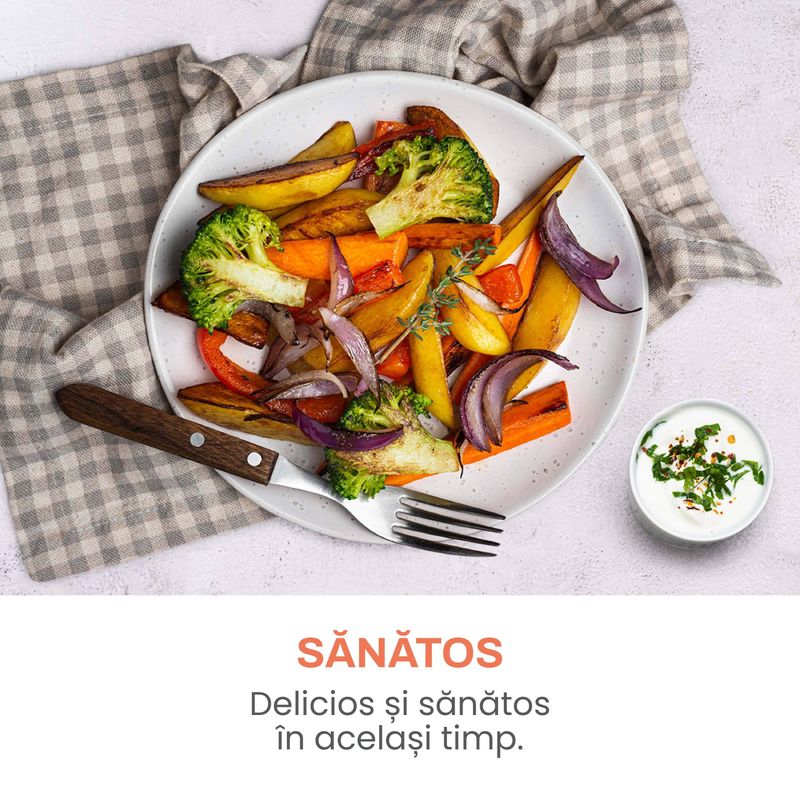 Electronice si Electrocasnice - Electrocasnice bucatarie - Aparate de gatit & desert - Friteuze - Friteuza cu aer cald, fara ulei, IMA TREND XL Air Fryer, 1400W, capacitate 8L, temperatura ajustabila 80-210°C, Negru - Infinity.ro