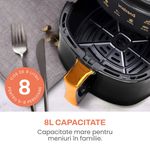 Electronice si Electrocasnice - Electrocasnice bucatarie - Aparate de gatit & desert - Friteuze - Friteuza cu aer cald, fara ulei, IMA TREND XL Air Fryer, 1400W, capacitate 8L, temperatura ajustabila 80-210°C, Negru - Infinity.ro