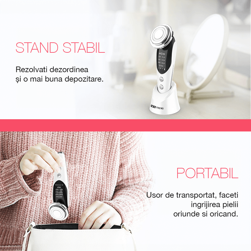 Ingrijire personala si Cosmetice - Aparate & accesorii ingrijire personala - Aparate cosmetice - Aparate intretinere si ingrijire corporala - Aparat profesional pentru tratament facial si intinerirea pielii 7 in 1, IMA Trend®, Vibratii EMS, Masaj facial, Lifting - Infinity.ro