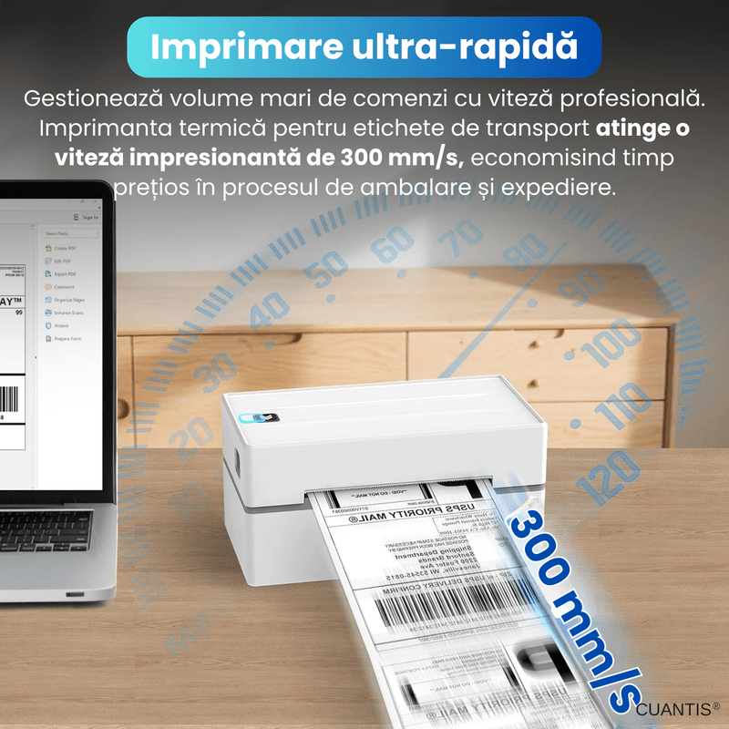 PC, gaming si accesorii - Imprimante, scanere & consumabile - Imprimante - Imprimante termice - Imprimanta termica 4x6, BT & USB, 203 DPI, 150 mm/s, AWB A6, Windows/Mac/Android, alb - Infinity.ro