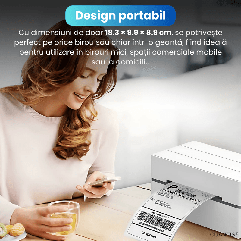 PC, gaming si accesorii - Imprimante, scanere & consumabile - Imprimante - Imprimante termice - Imprimanta termica 4x6, BT & USB, 203 DPI, 150 mm/s, AWB A6, Windows/Mac/Android, alb - Infinity.ro