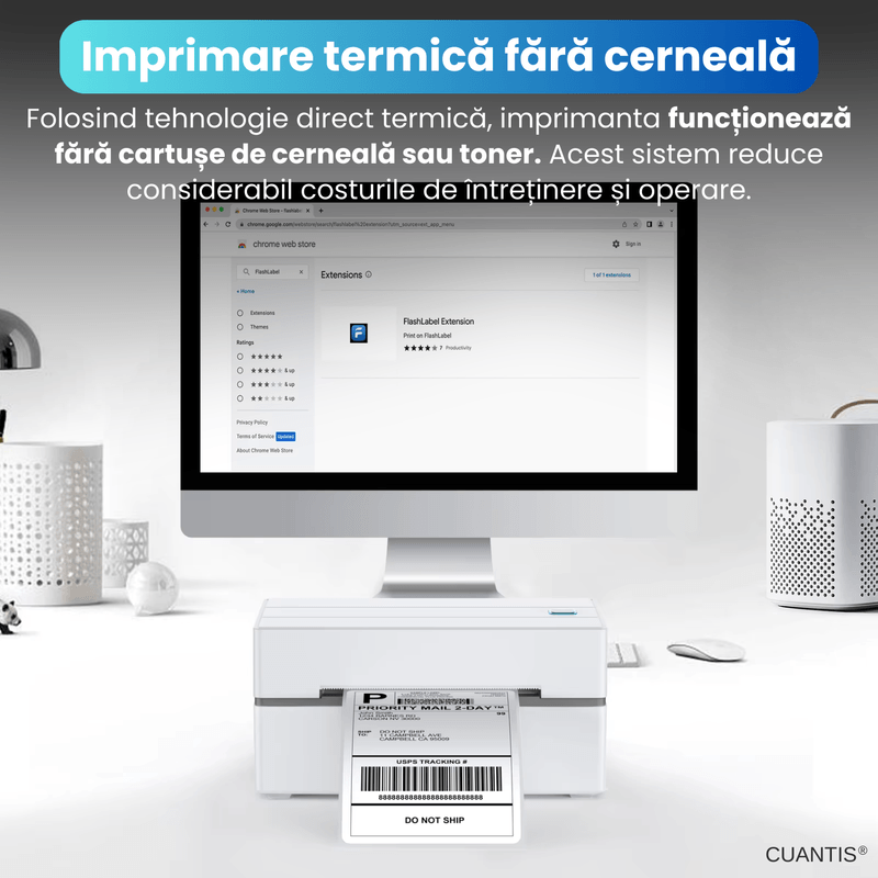 PC, gaming si accesorii - Imprimante, scanere & consumabile - Imprimante - Imprimante termice - Imprimanta termica 4x6, BT & USB, 203 DPI, 150 mm/s, AWB A6, Windows/Mac/Android, alb - Infinity.ro