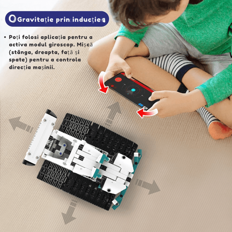 Jucarii, Copii si Bebe - Jucarii si jocuri - Jucarii & jocuri educative - Jocuri de memorie si inteligenta - Set educativ 5-in-1 Robot STEM cu Programare prin Aplicatie – Jucarie Inteligenta DIY Electrica, Cadou pentru Copii 6+ - Infinity.ro