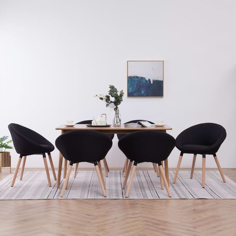 Casa si Gradina - Mobilier - Scaune si fotolii - Scaune - Scaune de sufragerie, 6 buc. negru, material textil - Infinity.ro