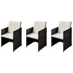 Casa si Gradina - Gradina si terasa - Mobilier exterior - Scaune si sezlonguri gradina - Scaune de gradina 3 pcs Maro 56 x 52 x 87 cm Rattan poli - Infinity.ro