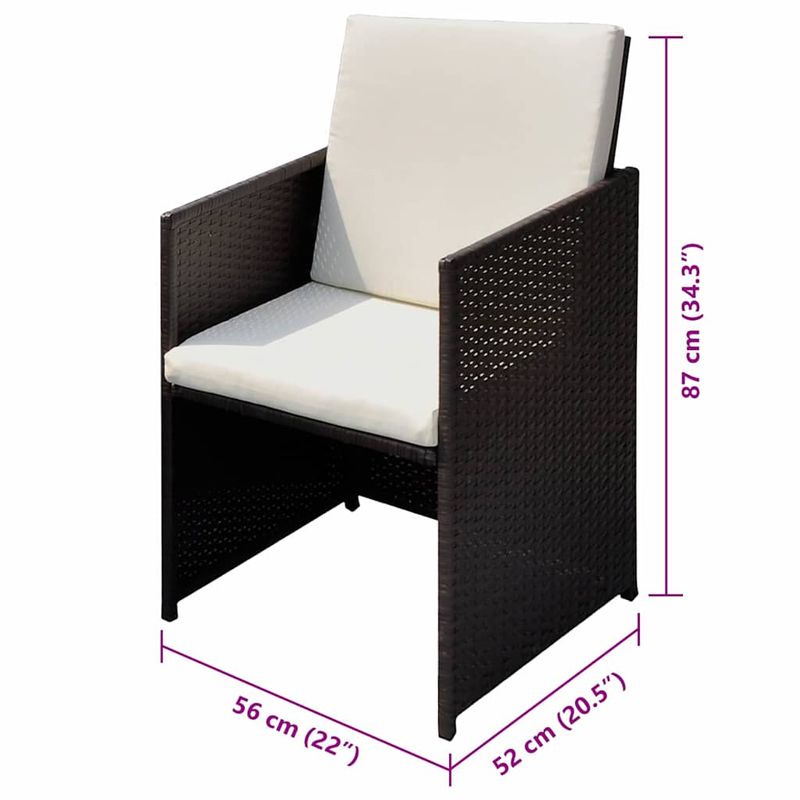 Casa si Gradina - Gradina si terasa - Mobilier exterior - Scaune si sezlonguri gradina - Scaune de gradina 3 pcs Maro 56 x 52 x 87 cm Rattan poli - Infinity.ro