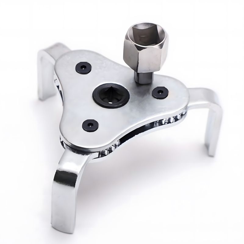 Auto si Moto - Reparatii si depanare - Scule auto - Scule si truse auto - Cheie universala pentru filtru de ulei Techstar, reglabila cu 3 brate (3-Jaw), 2 cai, Metalic - Infinity.ro