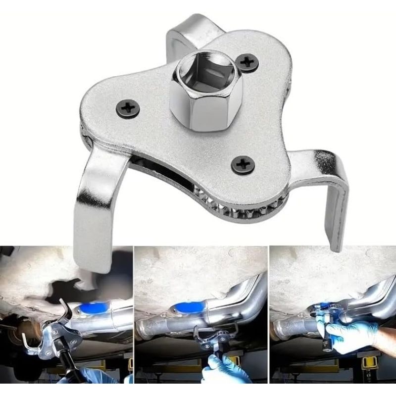 Auto si Moto - Reparatii si depanare - Scule auto - Scule si truse auto - Cheie universala pentru filtru de ulei Techstar, reglabila cu 3 brate (3-Jaw), 2 cai, Metalic - Infinity.ro