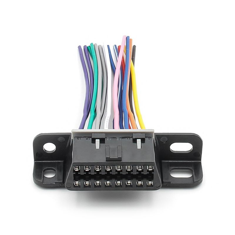 Auto si Moto - Reparatii si depanare - Sisteme de diagnoza - Conector OBD2 femela 16 pini cu fire, Techstar, pigtail 10 cm, J1962 Type A 12V – pentru relocare/inlocuire port - Infinity.ro