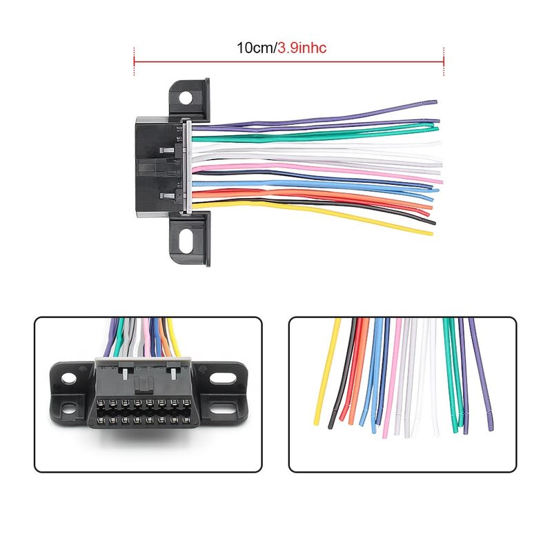 Auto si Moto - Reparatii si depanare - Sisteme de diagnoza - Conector OBD2 femela 16 pini cu fire, Techstar, pigtail 10 cm, J1962 Type A 12V – pentru relocare/inlocuire port - Infinity.ro