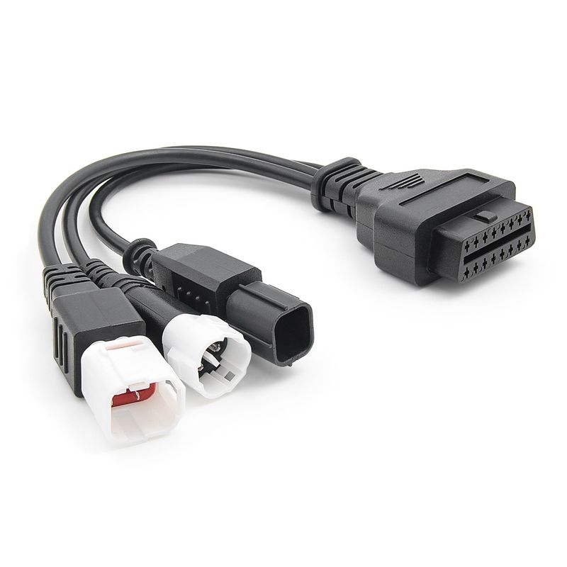 Auto si Moto - Reparatii si depanare - Sisteme de diagnoza - Cablu adaptor OBD2 Techstar, la mufe pentru motocicleta Yamaha 3 pini/4 pini si Honda 6 pini (3-in-1) - Infinity.ro