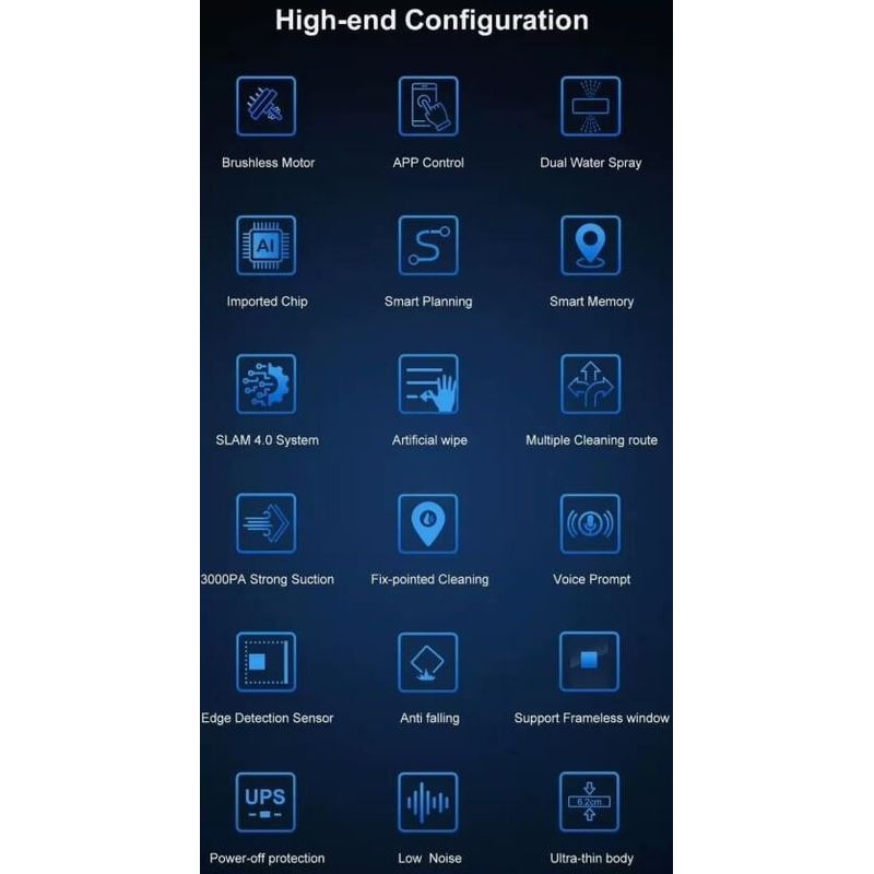 Electronice si Electrocasnice - Ingrijirea locuintei - Aspiratoare - Robot curatare geamuri, Aspirare 3000PA si spalare umeda, sistem AI, aplicatie si telecomanda, 4 moduri curatare, Alb - Infinity.ro