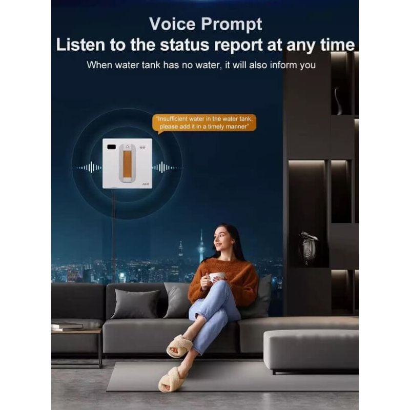 Electronice si Electrocasnice - Ingrijirea locuintei - Aspiratoare - Robot curatare geamuri, Aspirare 3000PA si spalare umeda, sistem AI, aplicatie si telecomanda, 4 moduri curatare, Alb - Infinity.ro