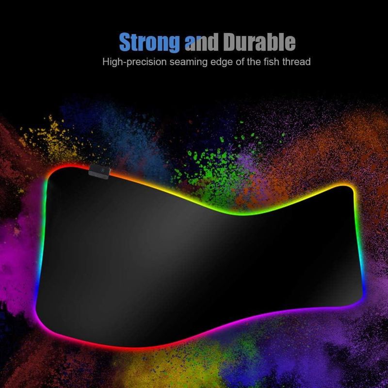 PC, gaming si accesorii - Periferice PC - Mousepad - Mousepad XXL Gaming, Cauciucat, 14 Moduri Iluminare LED - RGB, Conectare USB, 7 Culori, AntiDerapant, 80x30 cm, negru - Infinity.ro