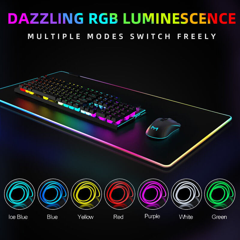 PC, gaming si accesorii - Periferice PC - Mousepad - Mousepad XXL Gaming, Cauciucat, 14 Moduri Iluminare LED - RGB, Conectare USB, 7 Culori, AntiDerapant, 80x30 cm, negru - Infinity.ro