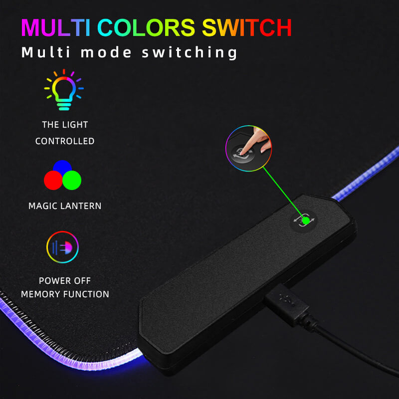 PC, gaming si accesorii - Periferice PC - Mousepad - Mousepad XXL Gaming, Cauciucat, 14 Moduri Iluminare LED - RGB, Conectare USB, 7 Culori, AntiDerapant, 80x30 cm, negru - Infinity.ro