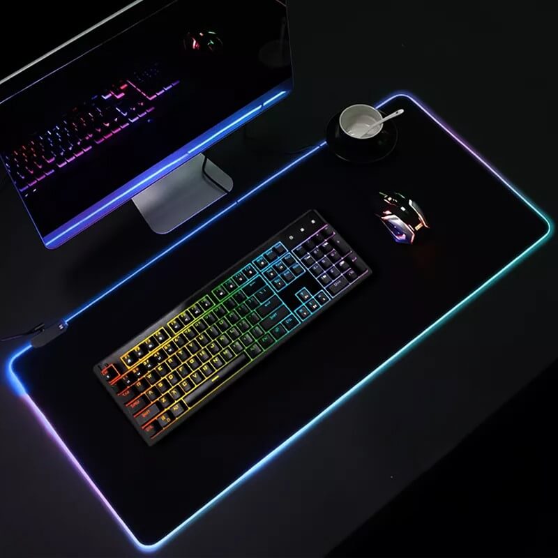 PC, gaming si accesorii - Periferice PC - Mousepad - Mousepad XXL Gaming, Cauciucat, 14 Moduri Iluminare LED - RGB, Conectare USB, 7 Culori, AntiDerapant, 80x30 cm, negru - Infinity.ro