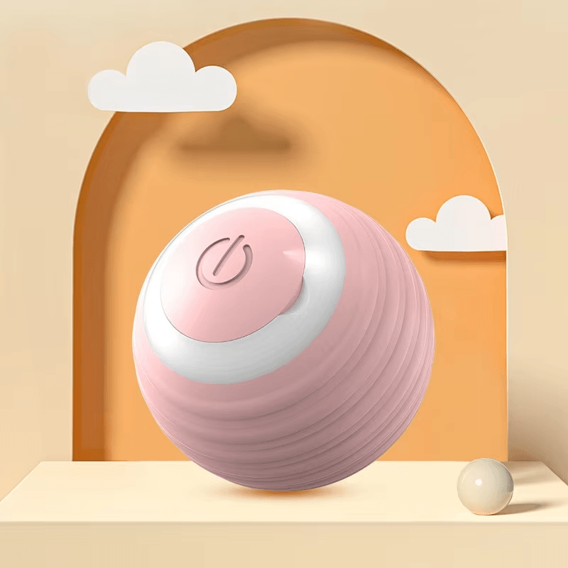 Petshop - Accesorii petshop - Dresaj animale - Minge electrica interactiva pentru animale, AB Luxury Concept, roz, 360° rotatie automata, USB reincarcabila, 4.3 cm - Infinity.ro