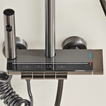 Casa si Gradina - Sanitare - Cazi si cabine de dus - Coloane si seturi de dus - Coloana de Dus smart, Ecran LED, Temperatura, Lumini, 4 Moduri, Dus Vertical, Robinet ascuns, fara electric, Aluminiu - Infinity.ro