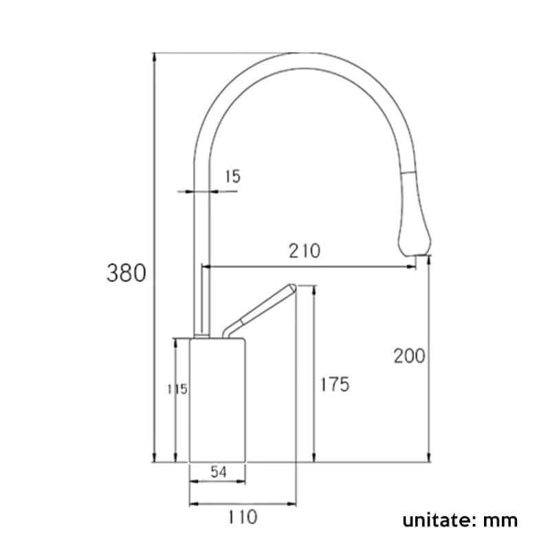 Casa si Gradina - Sanitare - Lavoar baie si accesorii - Baterii sanitare - Baterie sanitara pentru lavoar, inalta, pentru chiuveta baie, premium, cartus ceramic, negru, montare blat, 38 cm - Infinity.ro