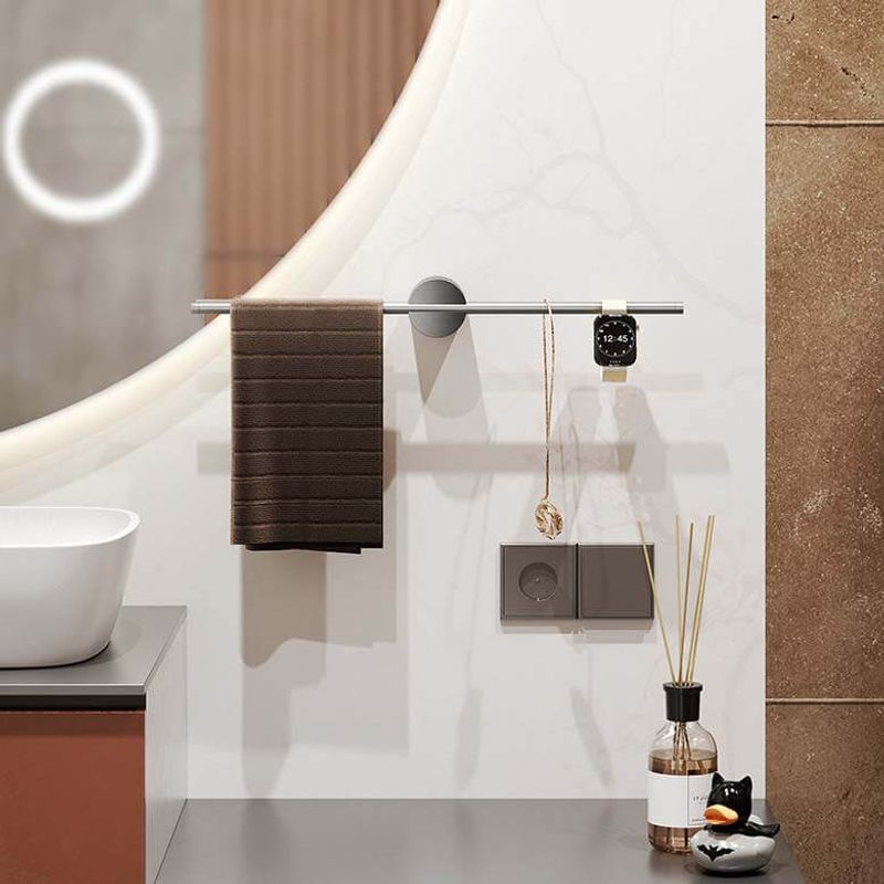 Casa si Gradina - Sanitare - Suporturi si accesorii baie - Suporturi baie - Suport prosop de perete, design modern minimalist, bara rezistenta 50 cm din otel, ideal pentru baie eleganta, negru - Infinity.ro