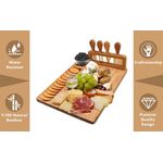 Casa si Gradina - Bucatarie si vesela - Vesela si tacamuri - Platouri de bucatarie - Set servire aperitive si branzeturi, 5 piese, cutite si ustensile pentru servire din inox, bambus, 35.8x28x1.5cm - Infinity.ro