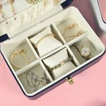 Fashion, accesorii si bijuterii - Femei - Bijuterii femei - Cutii bijuterii - Cutie Pentru Bijuterii, AB Luxury Concept, cu 2 nivele, Compartimente Practice, 23x16x9 cm, piele ecologica, Albastru - Infinity.ro