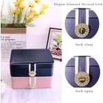 Fashion, accesorii si bijuterii - Femei - Bijuterii femei - Cutii bijuterii - Cutie Pentru Bijuterii, AB Luxury Concept, cu 2 nivele, Compartimente Practice, 23x16x9 cm, piele ecologica, Albastru - Infinity.ro