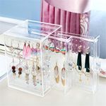 Fashion, accesorii si bijuterii - Femei - Bijuterii femei - Cutii bijuterii - Cutie de bijuterii, AB Luxury Concept, 3 panouri cu 216 gauri de 2 marimi, 14x13x18 cm, acril, transparent - Infinity.ro