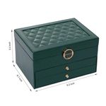 Fashion, accesorii si bijuterii - Femei - Bijuterii femei - Cutii bijuterii - Cutie Pentru Bijuterii, AB Luxury Concept, cu 3 nivele si 2 sertare, compartimentata, 27x17x14cm, piele ecologica, verde - Infinity.ro